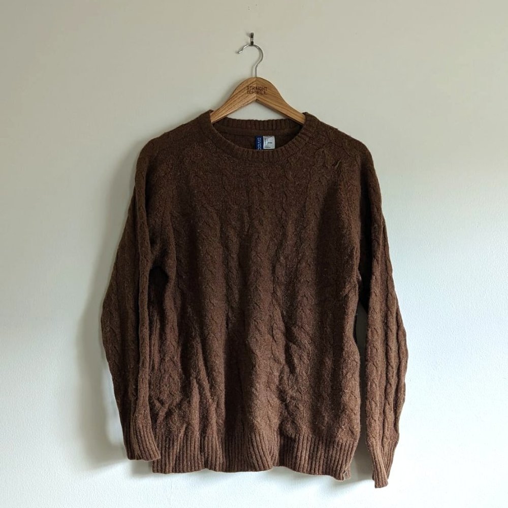 Lambswool Woven Brown Sweater